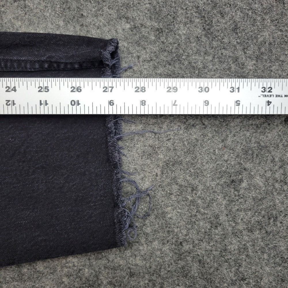 GAP Jeans Womens 33 Black Denim Distressed High Rise Americana Cheeky Straight - Picture 10 of 13